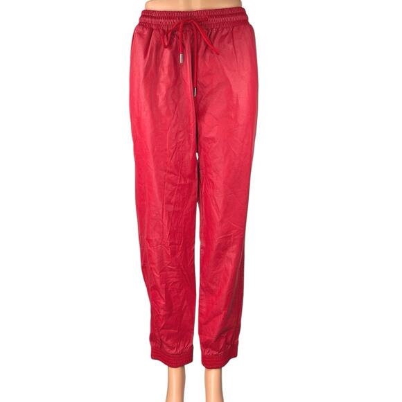 Stella Luce Pants - Stella Luce Womens Red Faux Leather Vegan Drawstring Jogger Sweat Pants Size XL